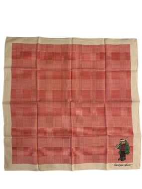Polo Ralph Lauren Polo Bear Handkerchief Red Glen Plaid 19” Cotton EUC Unisex